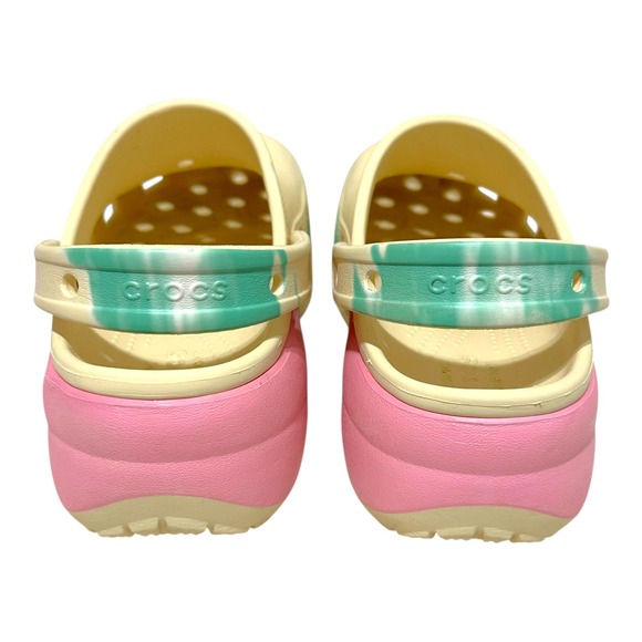 Crocs Classic Crush Clog Bone Pink Green Marble Tie Dye Platform Womens 6 208278 - Picture 7 of 8